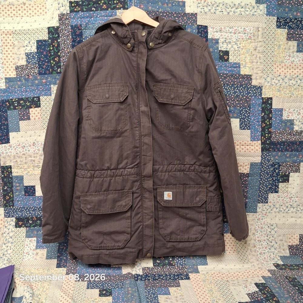 Carhartt Gallatin Utility Field Jacket Womens Size M 8/10 Brown Cotton Canvas